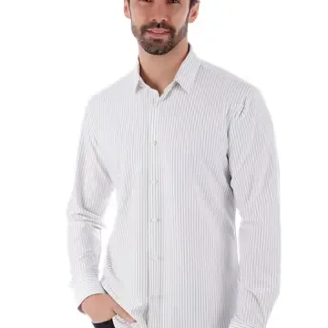 Men Shirt White and Black with White and Black Strips