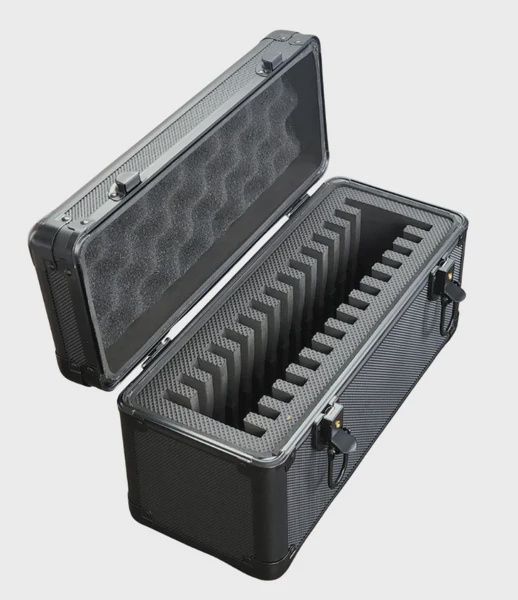 15-Slab Case Individual Slot with Handle, Black
