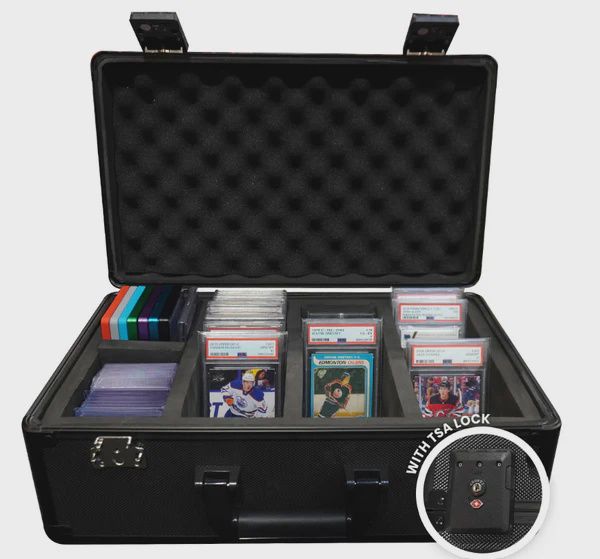 EVORETRO Four-Row Aluminum Graded Card Storage Box, Key Lock