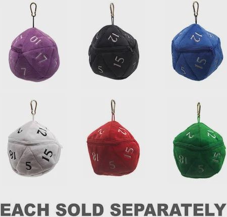 Dungeons and Dragons D20 Plush Zippered Center Pocket Dice Bag 6.5 Inches