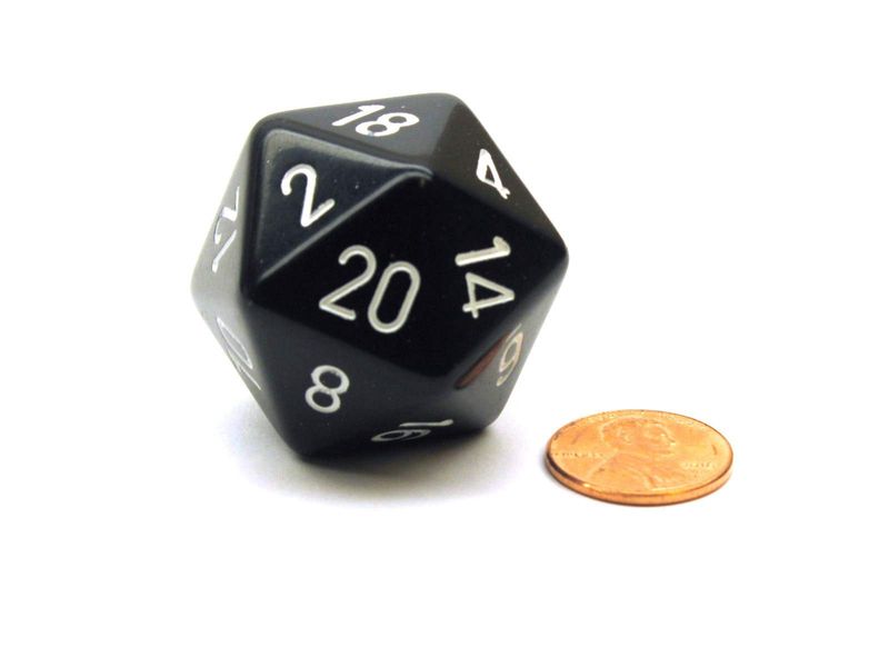 JUMBO DICE OPAQUE D20 55MM SINGLE DIE