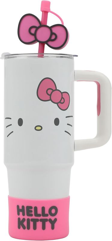 HELLO KITTY -30 Oz Tumbler with Straw and Rubber Sleeve on Bottom