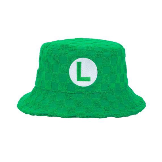 SUPER MARIO - Green Luigi Checkered Bucket Hat