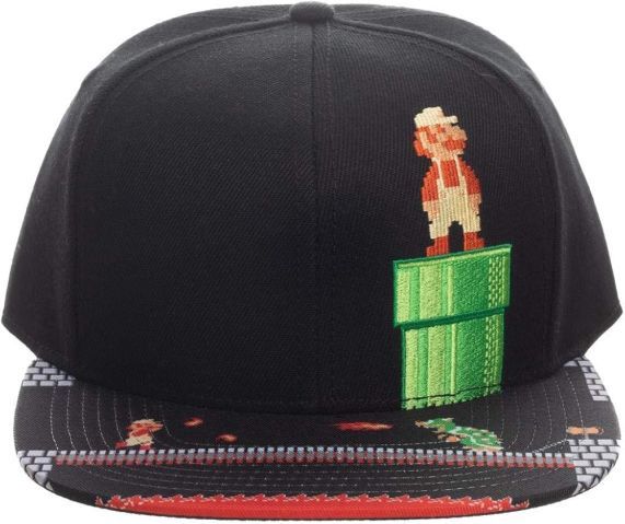 SUPER MARIO BROS - Classic 8-bit Mario On Pipe Black Snapback