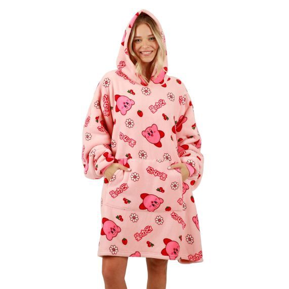Kirby Kanji Pink Oversized Hooded Blanket