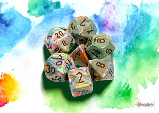 7-DIE SET Chessex, Colour: Festive Vibrant/Brown