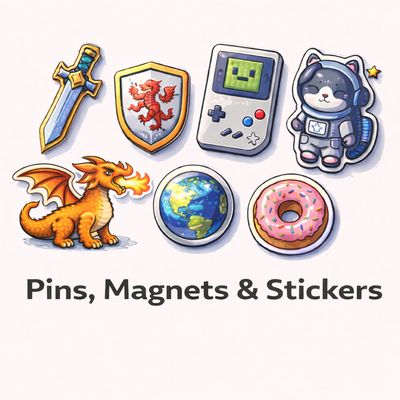 Pins, Magnets &amp; Stickers