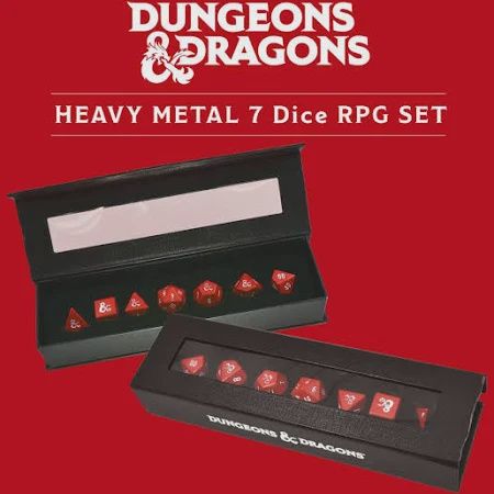 D&amp;D Heavy Metal Dice Set, Colour: RED-WHITE