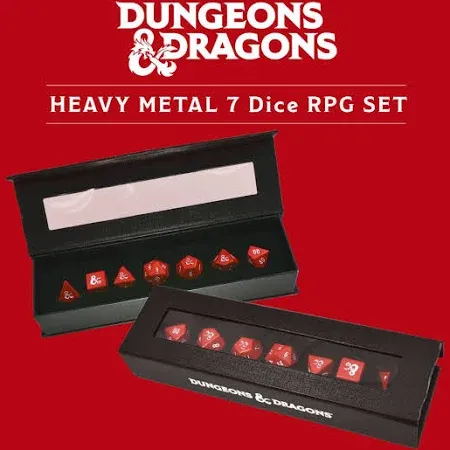 D&amp;D Heavy Metal Dice Set, Colour: RED-WHITE