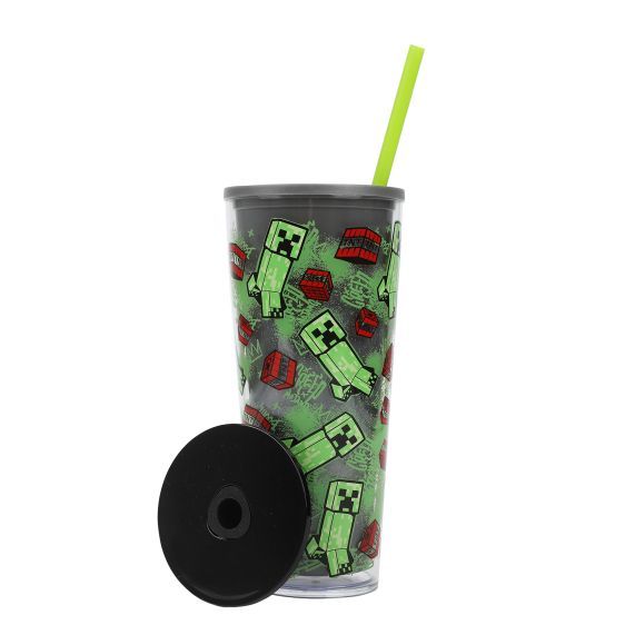 MINECRAFT - 26OZ Creeper &amp; TNT aop Tumbler With Straw