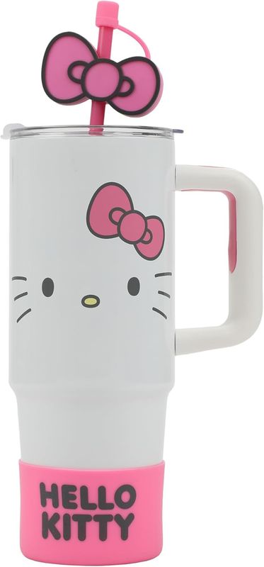 HELLO KITTY -30 Oz Tumbler with Straw and Rubber Sleeve on Bottom