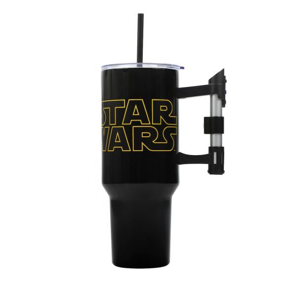 Star Wars Lightsaber 40 Oz Stainless Steel Tumbler With Straw &amp; Sculpted Handle