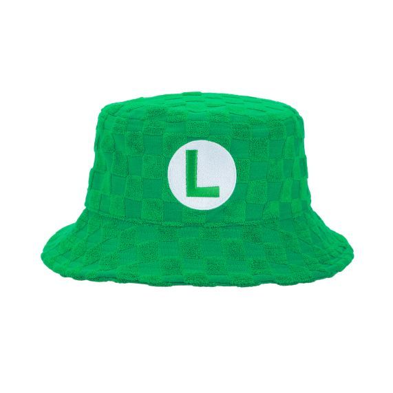 SUPER MARIO - Green Luigi Checkered Bucket Hat