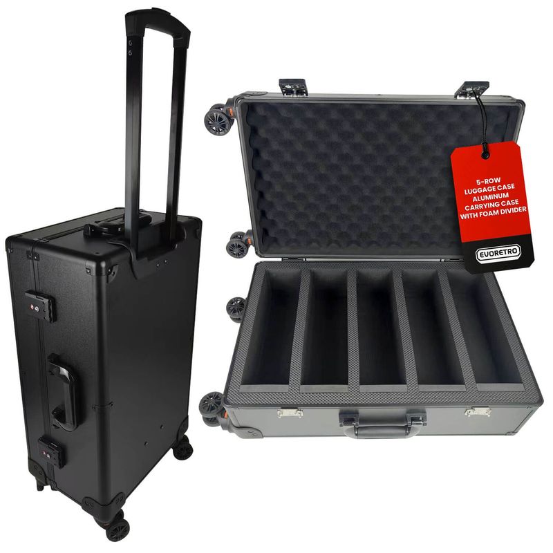 EVORETRO Graded Card Case — Show-Day Roller, TSA Lock, Foam