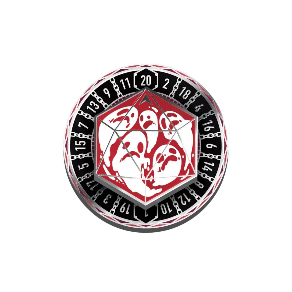 The Fablemaker's Deck of Many Things: Donjon D20 Spinner Pin