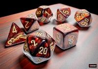 7-Die set Mega-Hedral, Design: Scarab 7-Die Set Mega-Hedral Blue Blood/Gold