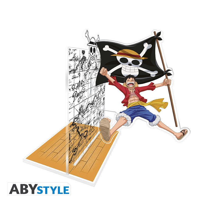 One Piece Luffy &amp; Flag Acryl Bookend