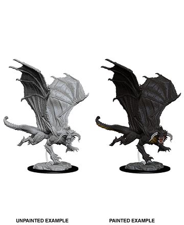 DND Unpainted Minis WV8 Young Black Dragon