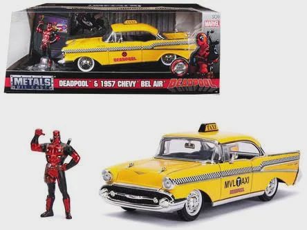 1:24 Hollywood Rides DC Chevy Belair Hardtop W/ Deadpool Figure