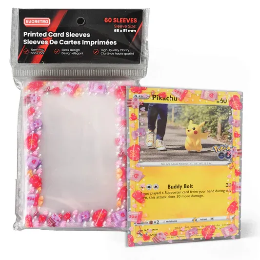 EVORETRO Printed TCG Card Sleeves, Design: Pink Hearts