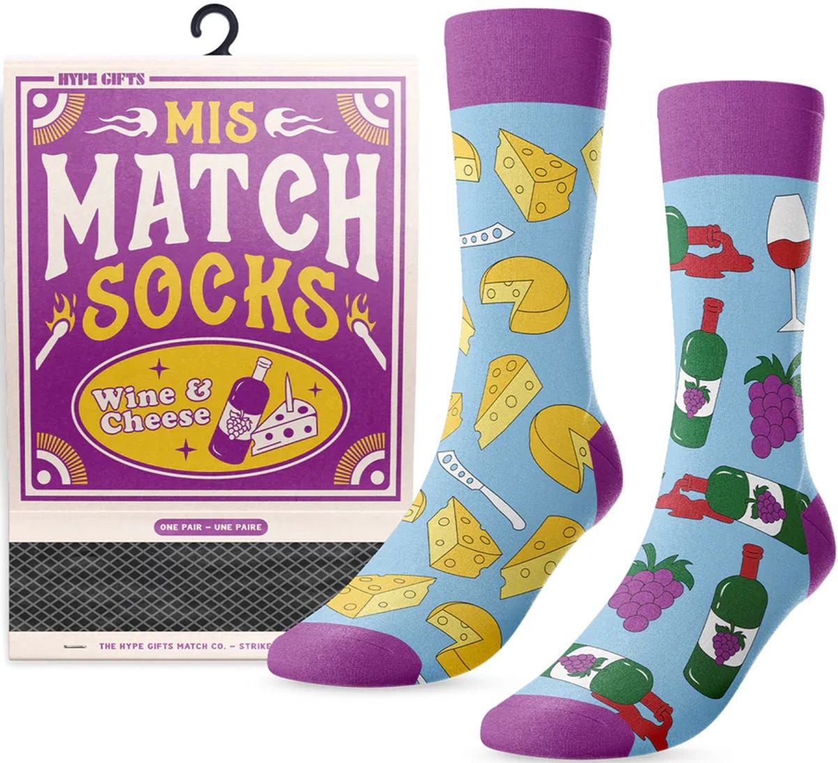 Mismatch Socks - Wine &amp; Cheese