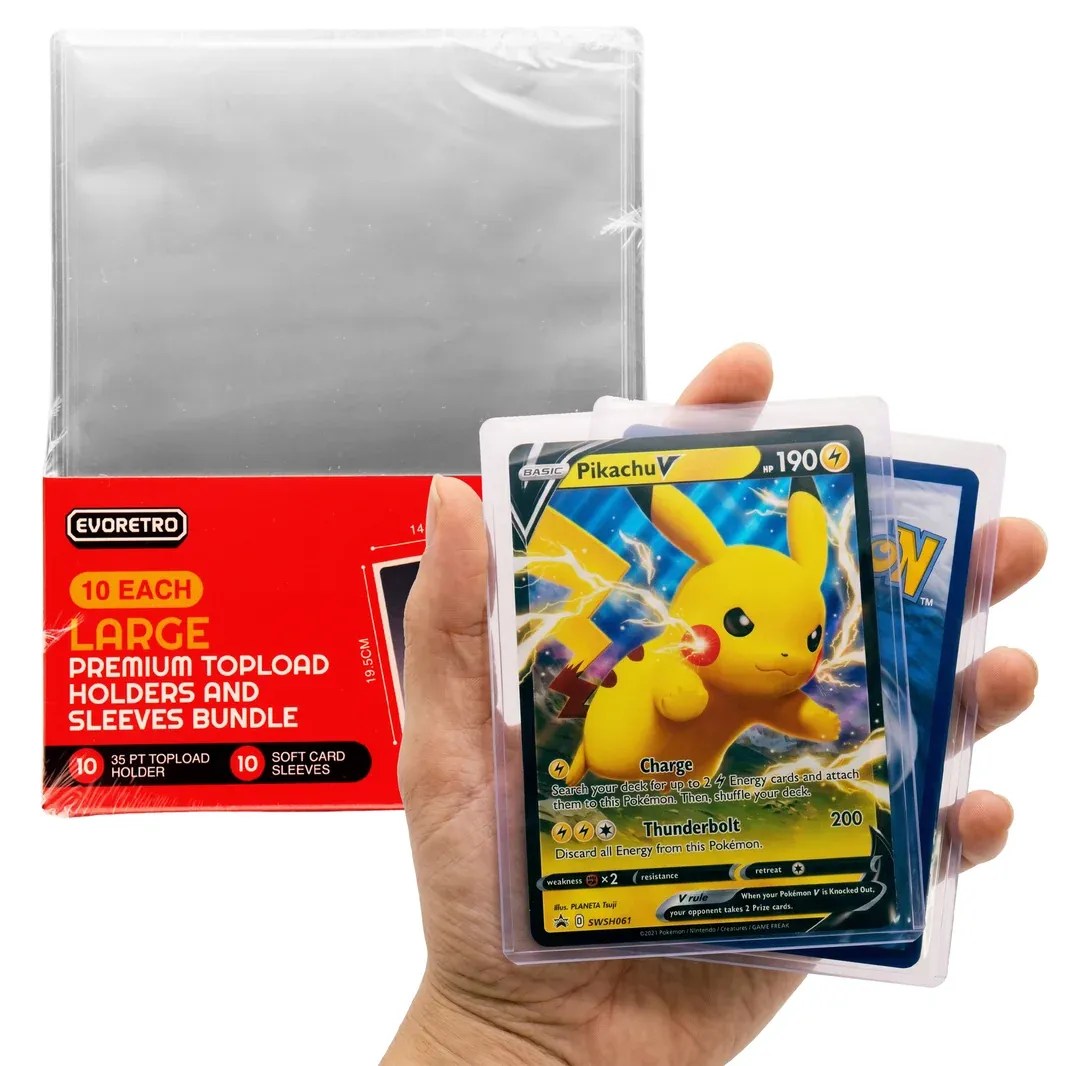 Jumbo Toploader &amp; Sleeves Bundle – 35pt (10 Toploaders + 10 Sleeves)