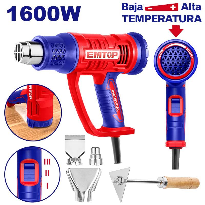 Pistola de calor 1600W, 50-550°C, EMTOP