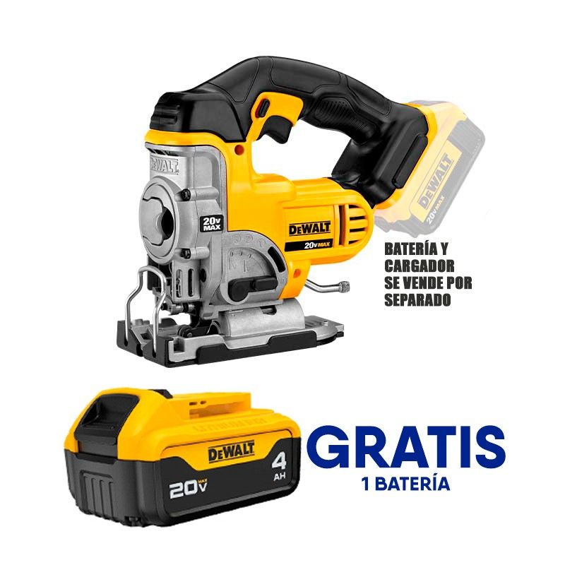 Sierra caladora orbital inalámbrica 20V 3000SPM cortes 15/30/45°, Bare Tool + batería, DEWALT