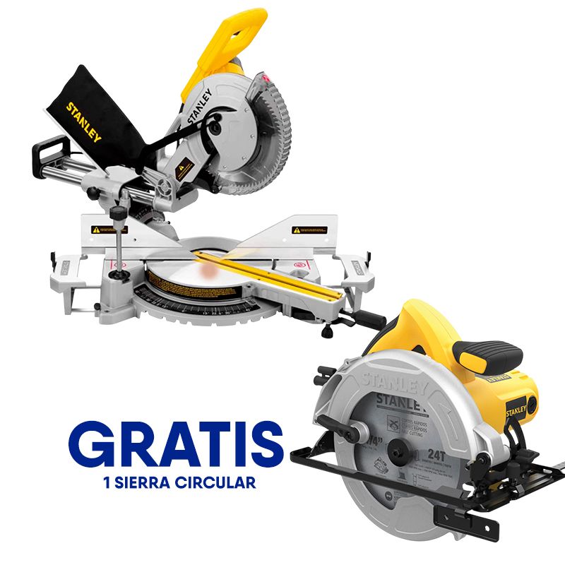Sierra ingleteadora telescópica 10&quot; 1800W + sierra circular 7-1/4&quot; SC16-B3, STANLEY