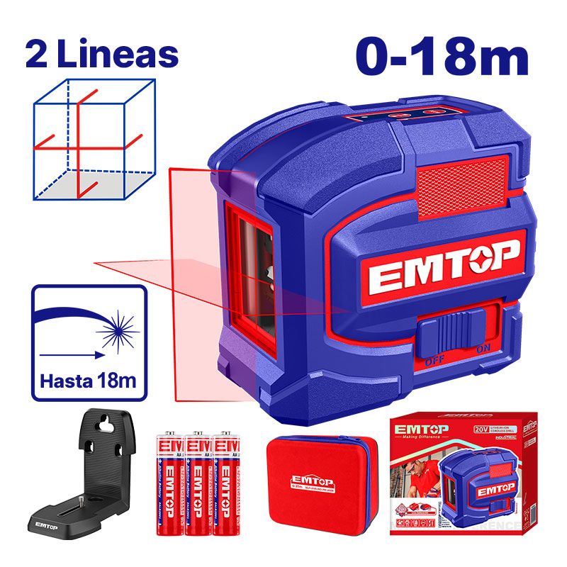 Nivel Laser 18M 2 Lineas Rojas Emtop