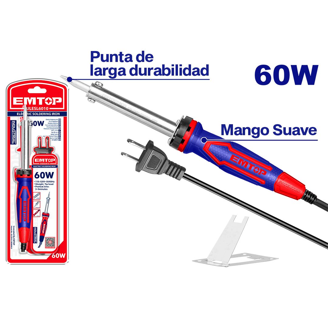 Soldadora manual EMTOP, 60 W, tipo cautín