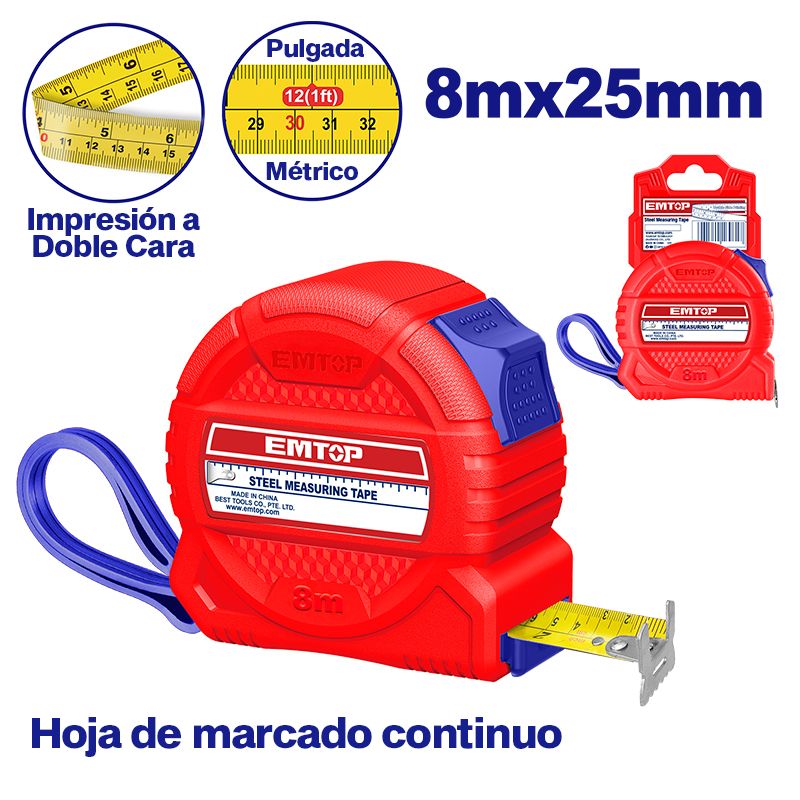 Cinta Métrica 8m 25mm Abs Emtop