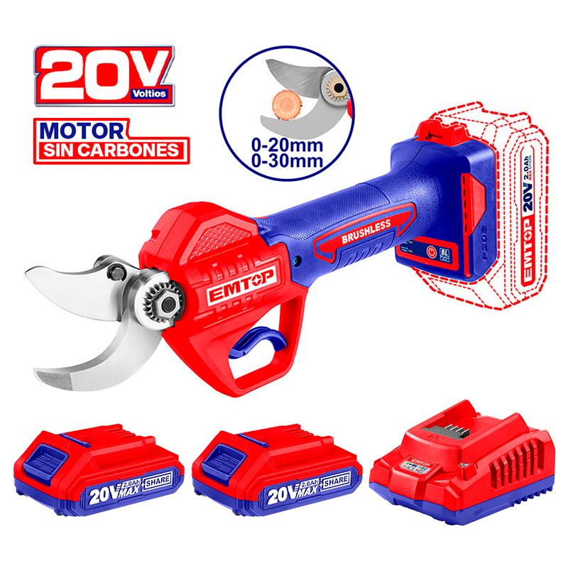 Tijera Podar Inalambrica 20V Brushless Emtop