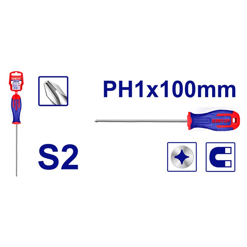 Destornillador Phillips PH1 4 Pulg Emtop