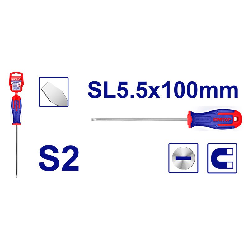 Destornillador Plano 7/32 4 Pulg 13/64 Emtop