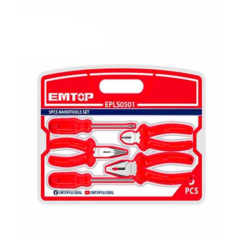 Juego 5 Herramientas 3 Alicates/2 Destornilladores Emtop