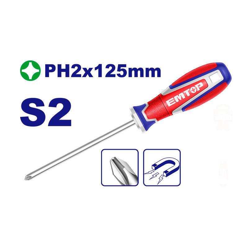 Destornillador Phillips Magnetico PH2 5 Pulg Emtop