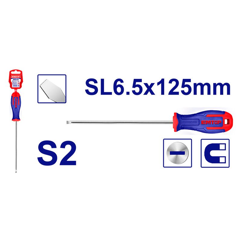Destornillador Plano 1/4 5 Pulg 15/64 Emtop