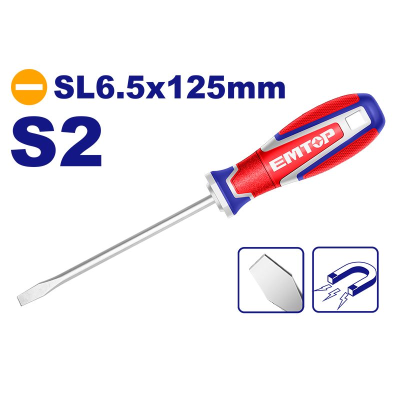 Destornillador Plano Magnetico 6.5 Mm 4 Pulg Emtop