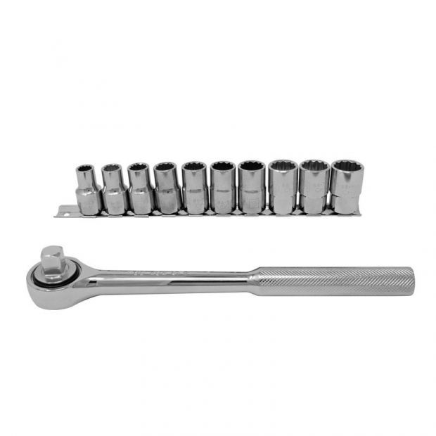 Juego Copas 11Pzs 12Pt 1/2Mm Ratchet Stanley