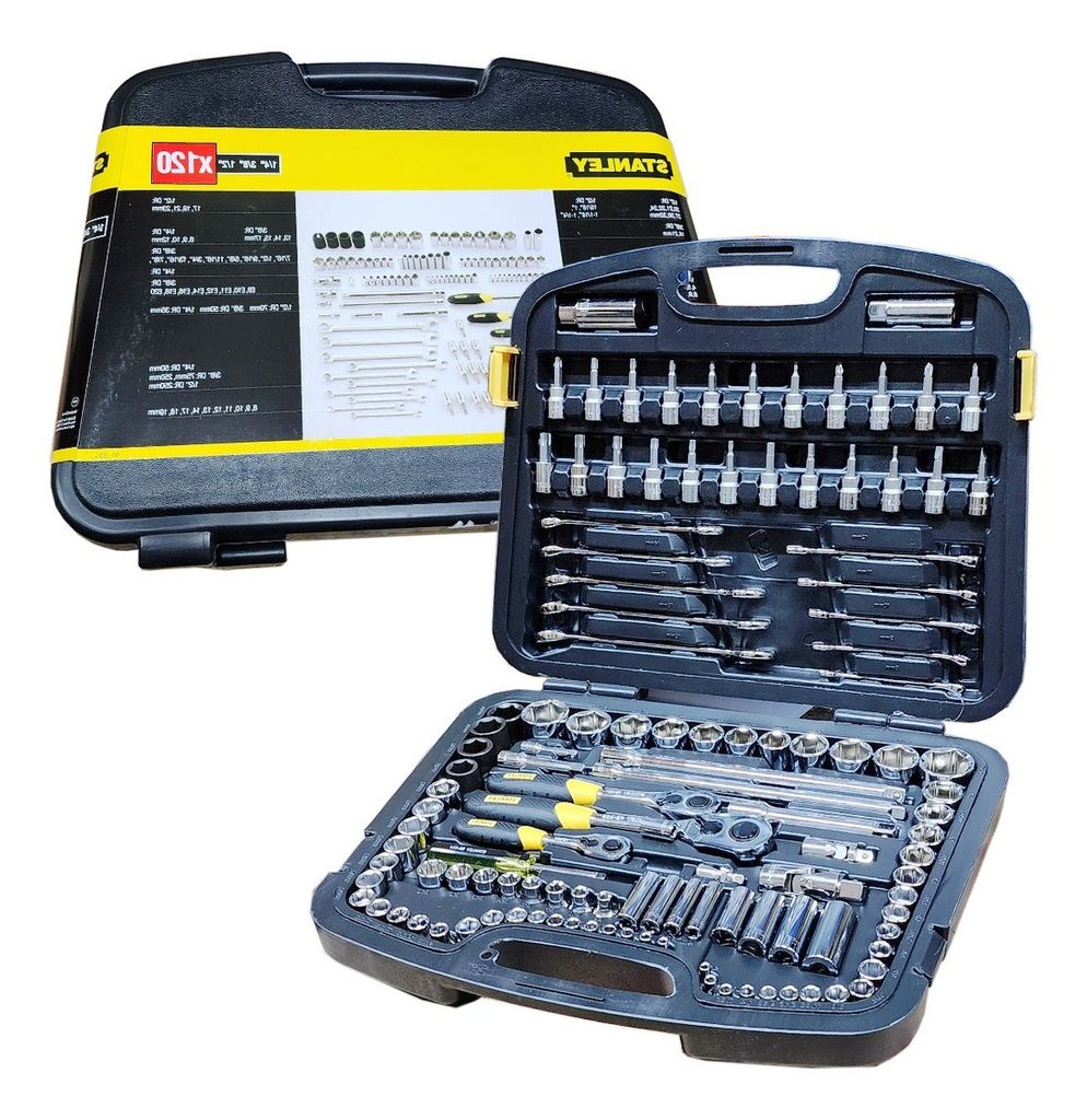 Juego Herramientas 120Pzs Copas Ratchets Llaves Stanley