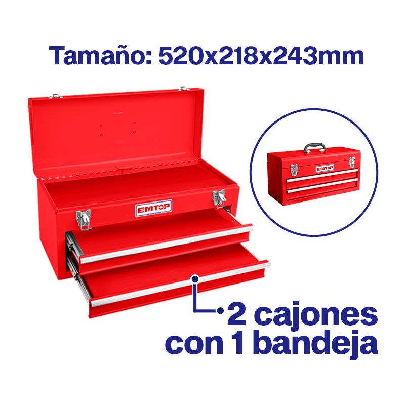 Caja metalica para herramientas 2 gavetas Emtop