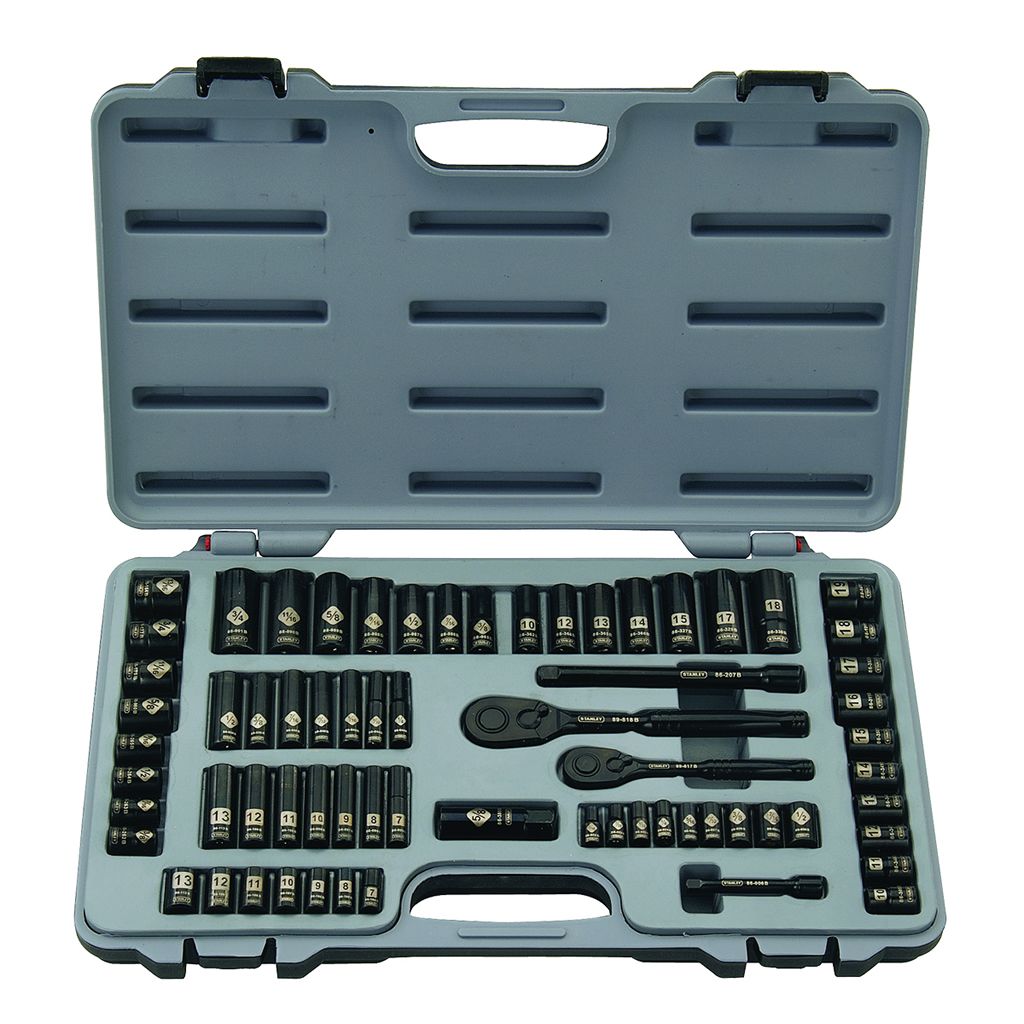 Juego Copas 69Pzs 3/8 Cromo Negro Maleta Stanley