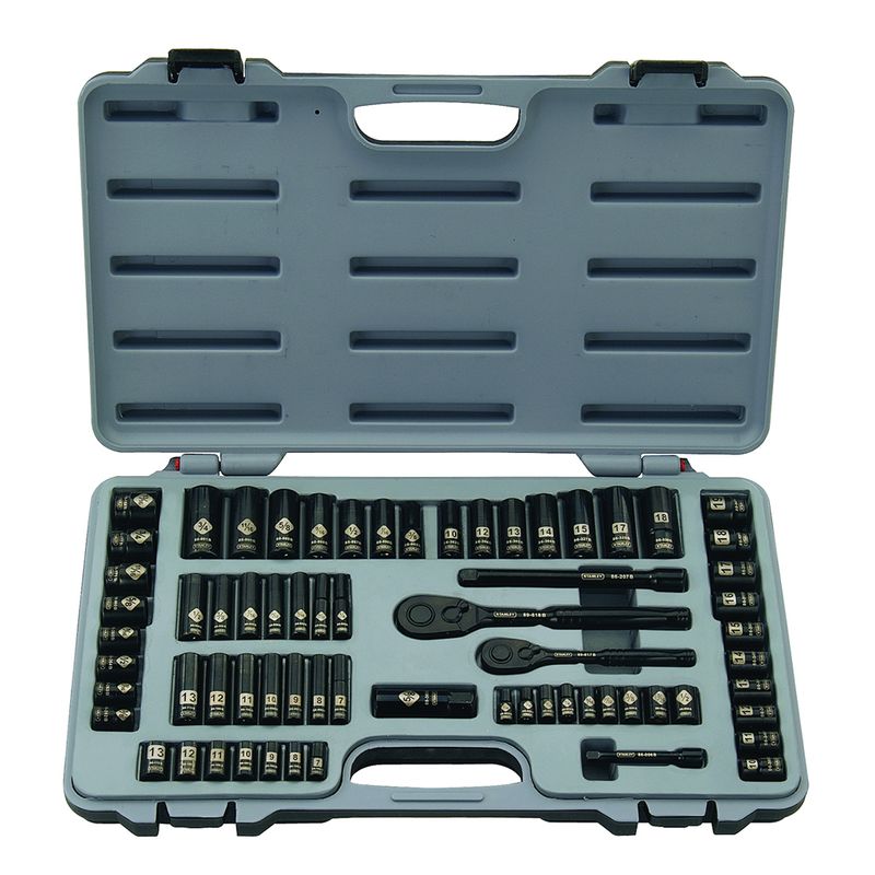 Juego Copas 69Pzs 3/8 Cromo Negro Maleta Stanley