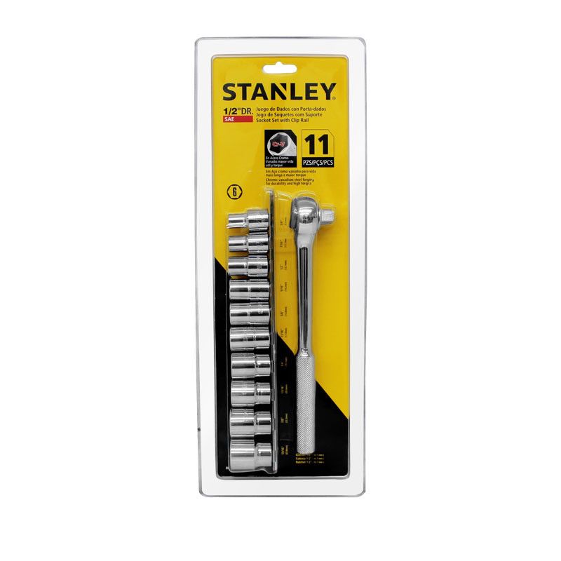 Juego Copas 11Pzs 6Pt 1/2 Pulg Ratchet Stanley