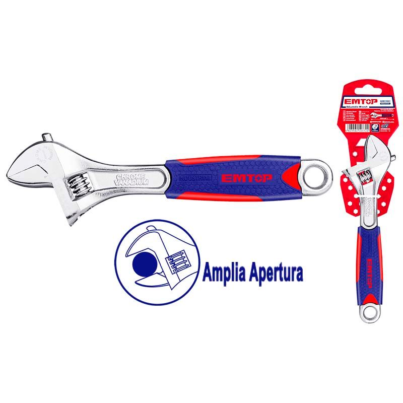 Llave Ajustable Cangrejo 8Plg Mango Hule Emtop
