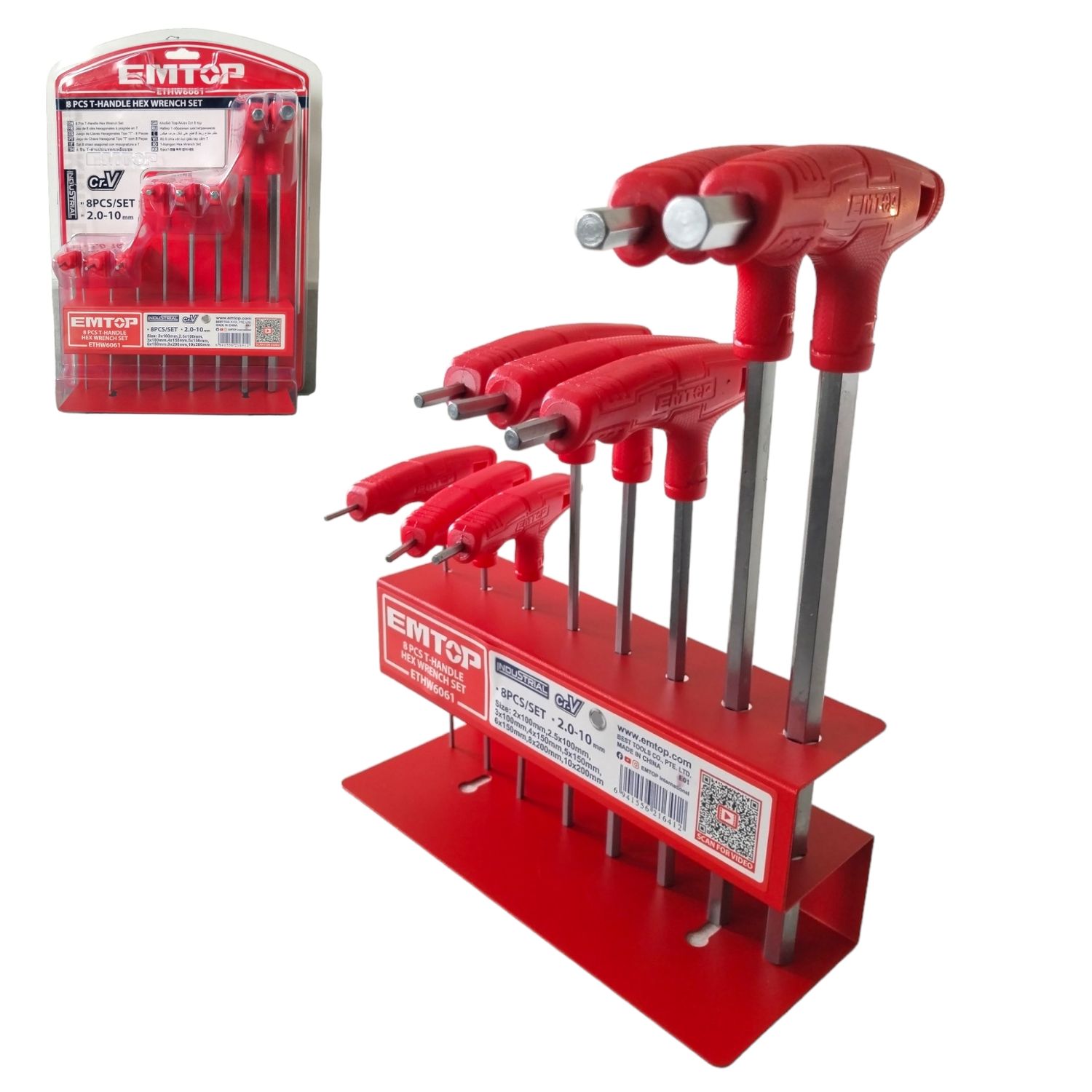 Juego Llaves Allen 8Pzs Mango T Cr-V Organizador Emtop