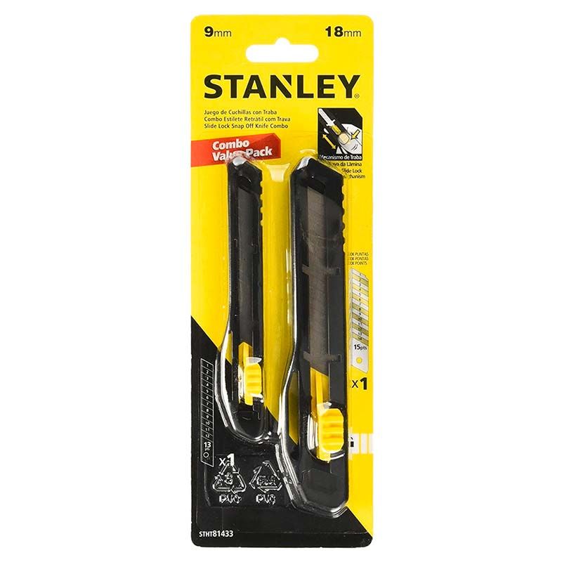 Set Cuchillas Snap-Off 9-18Mm 13-15Seg Bloqueo Lateral Stanley