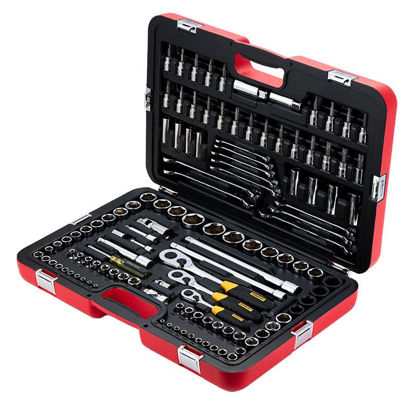 Juego 120 Herramientas Mecanicas Racing De Copas De Llaves De Alicates De Destornilladores De Adaptadores Stanley