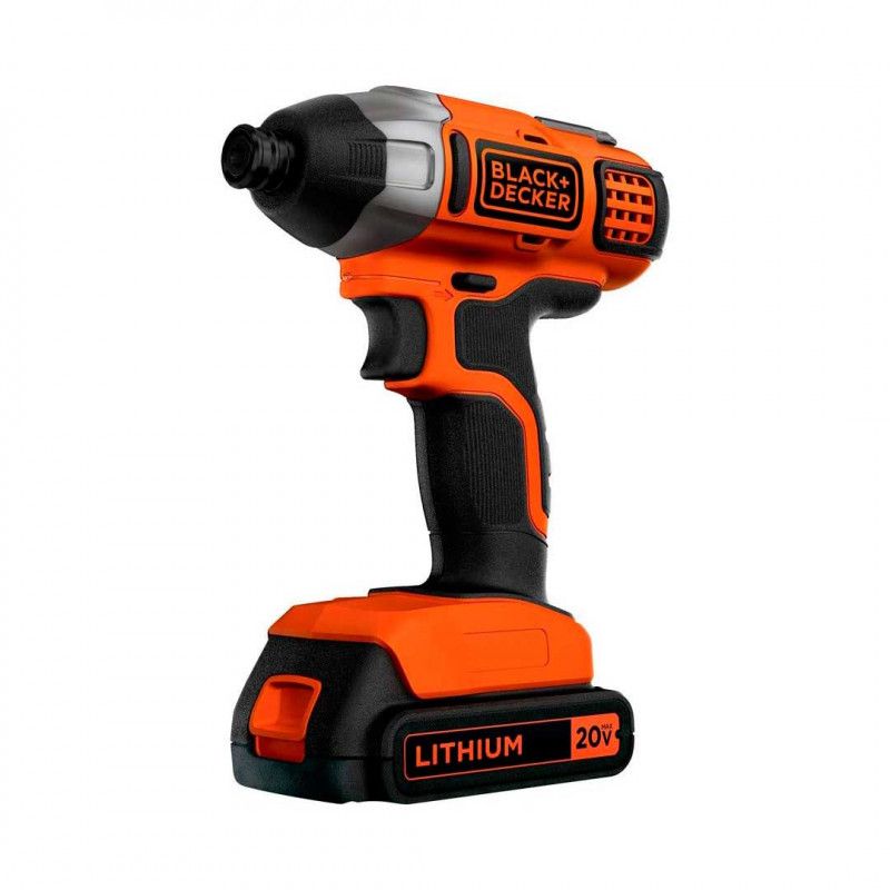 Atornillador De Impacto Inalambrico De 20 Voltios De Vastago 1/4 1 Bateria Y Cargador Black And Decker